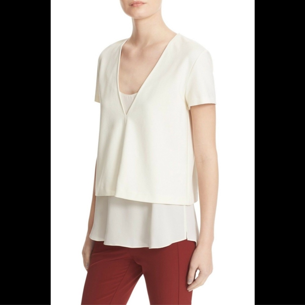 NEW‎ Theory Zadeia V-Neck Tee Top in Warm Ivory [SZ P ] - Picture 8 of 8